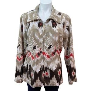 Zenergy By Chico's Beige Brown Orange Zip Jacket